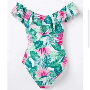 Matilda Jane Pink and Green Tropical One Piece Swimsuit